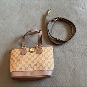 Beige and Brown Women's Small Tote Bag